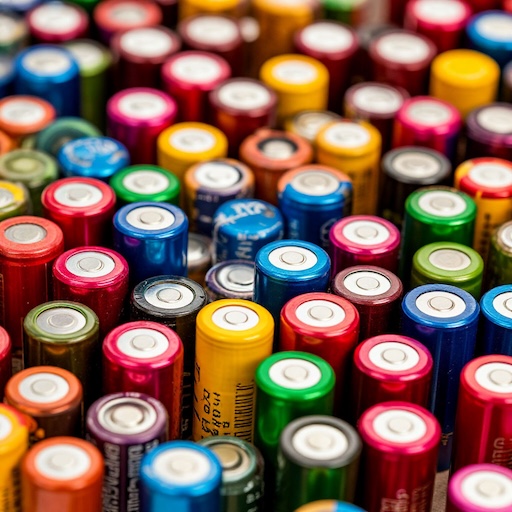 Many colorfull batteries